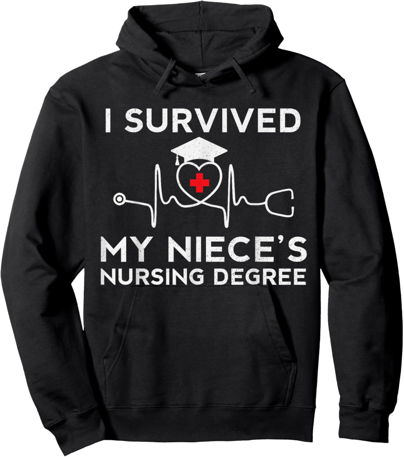 I survived My Niece's Nursing Degree, Proud Uncle Aunt Nurse Hoodie - Hoodie | Black
