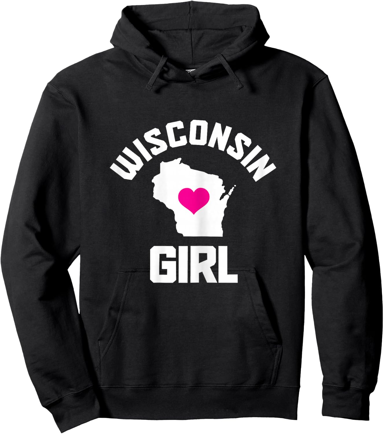 State of Wisconsin Heart Pride Vintage Girls Hoodie - Hoodie | Black