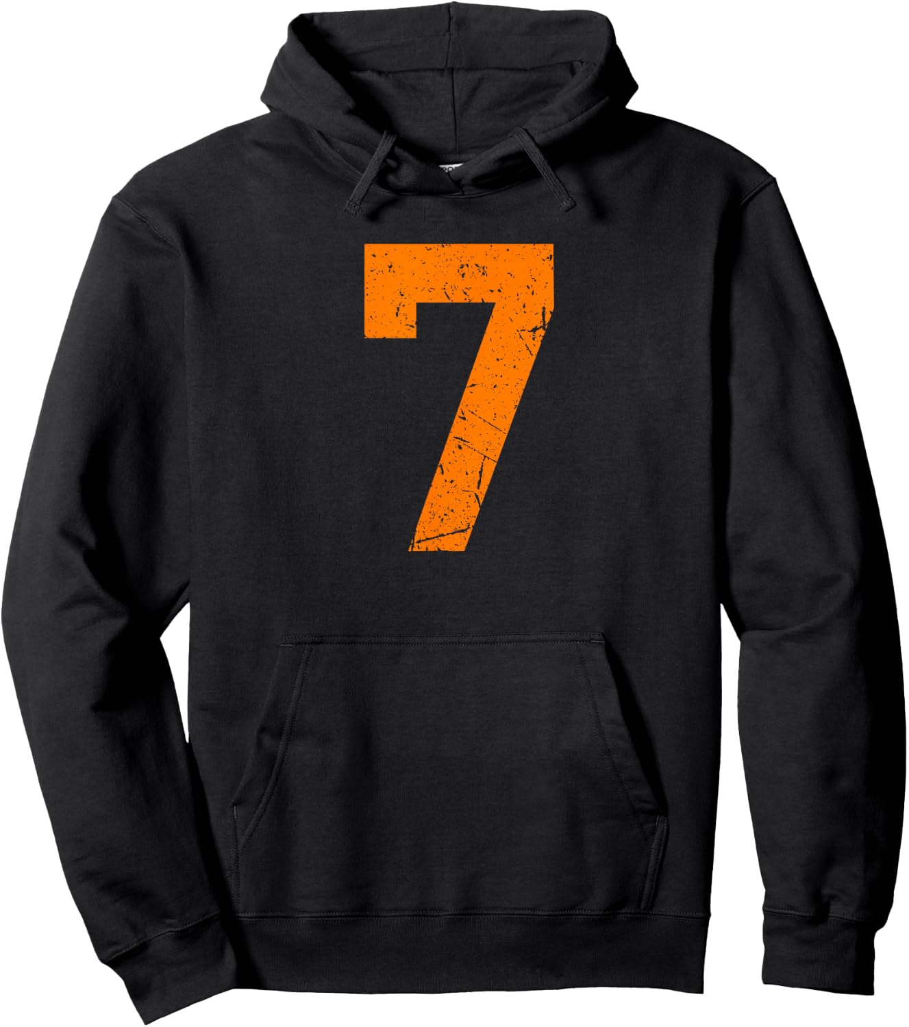 Vintage Orange Sports Team Number #7 Hoodie - Hoodie | Black