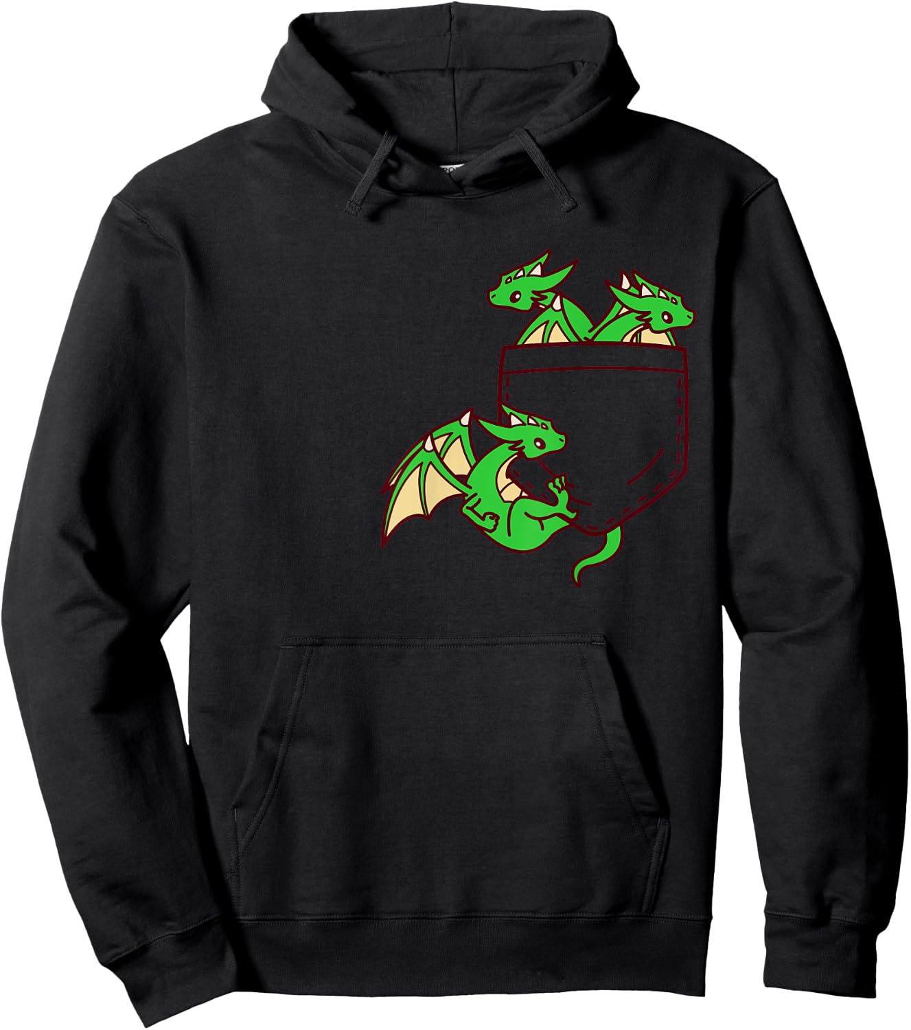 For Dragon Lovers Cute Kawaii Baby Dragon In Pocket Hoodie - Hoodie | Black