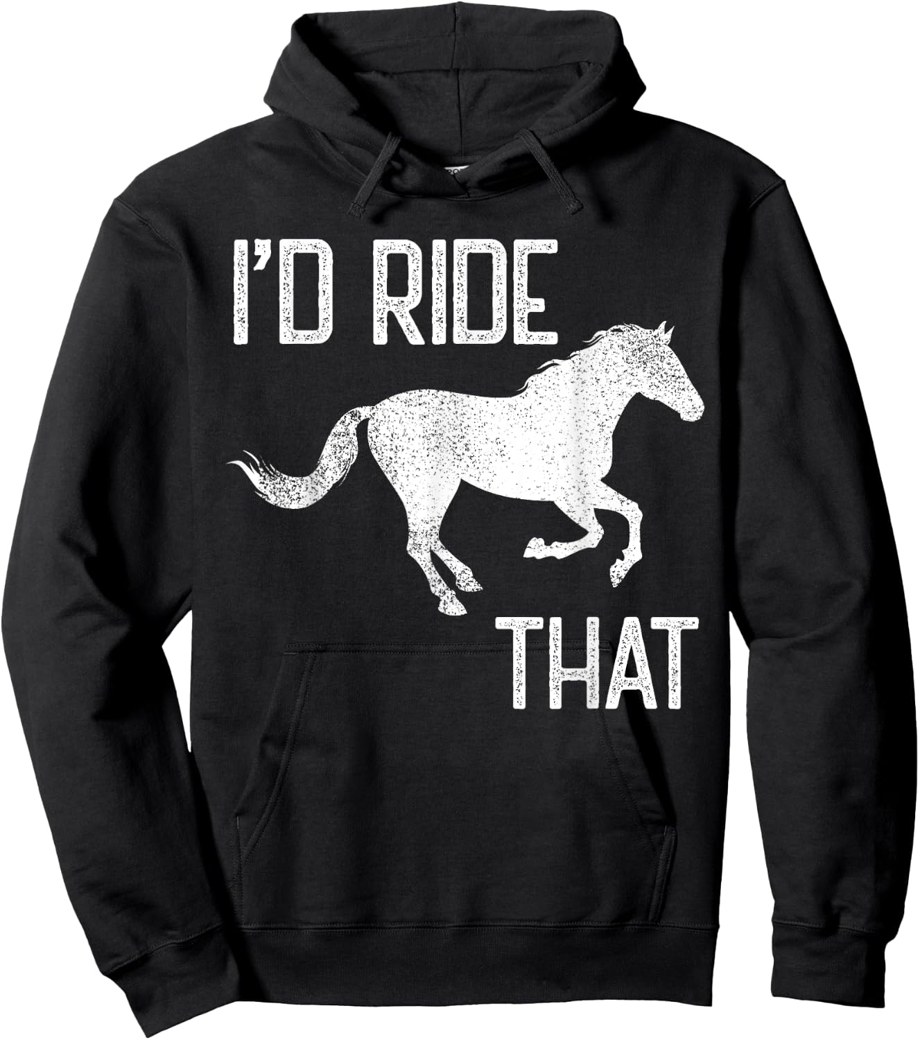 Vintage Horse Lover I'd Ride That Horses Retro distressed Hoodie - Hoodie | Black