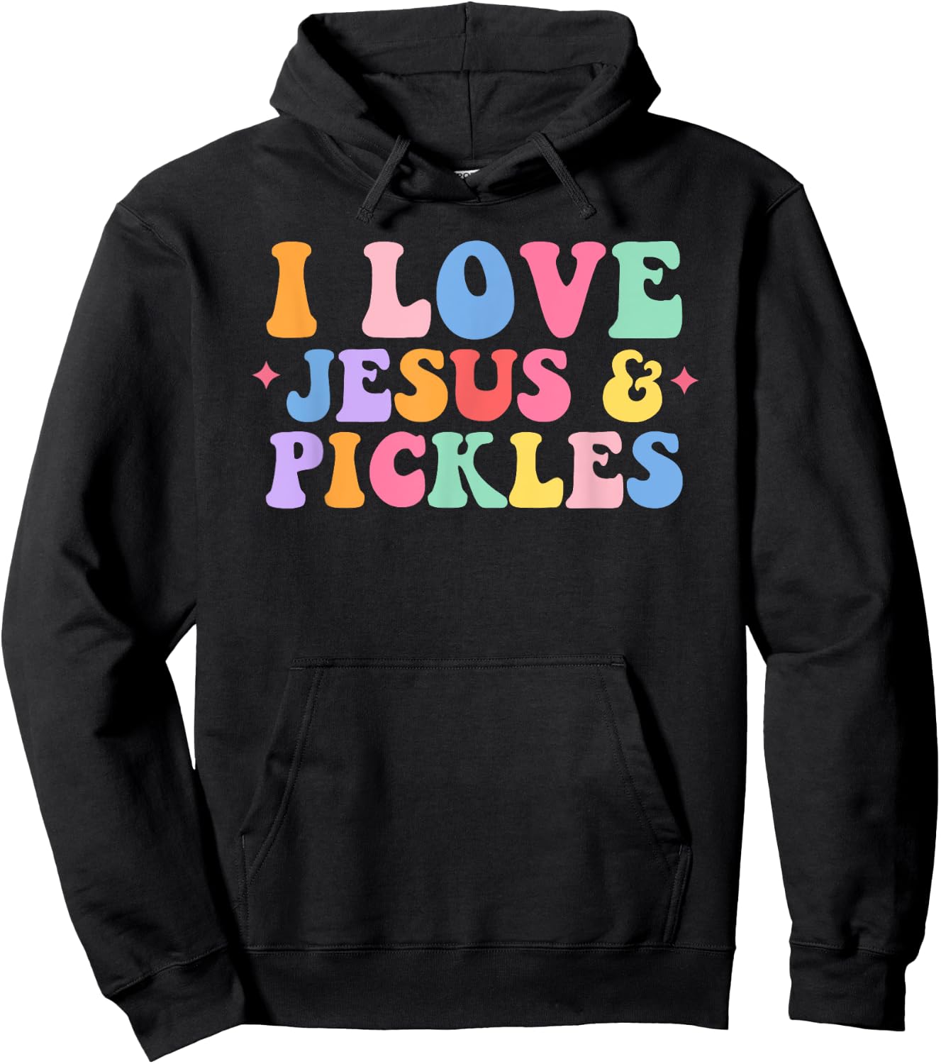 Hippie Groovy I Love Pickles & Jesus Pickle Retro Hoodie - Hoodie | Black
