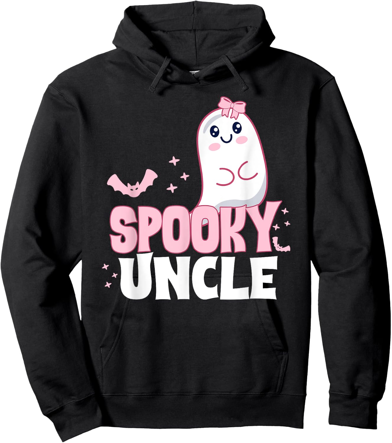 Spooky Uncle Family Cute Pink White Ghost Boo Halloween Hoodie - Hoodie | Black