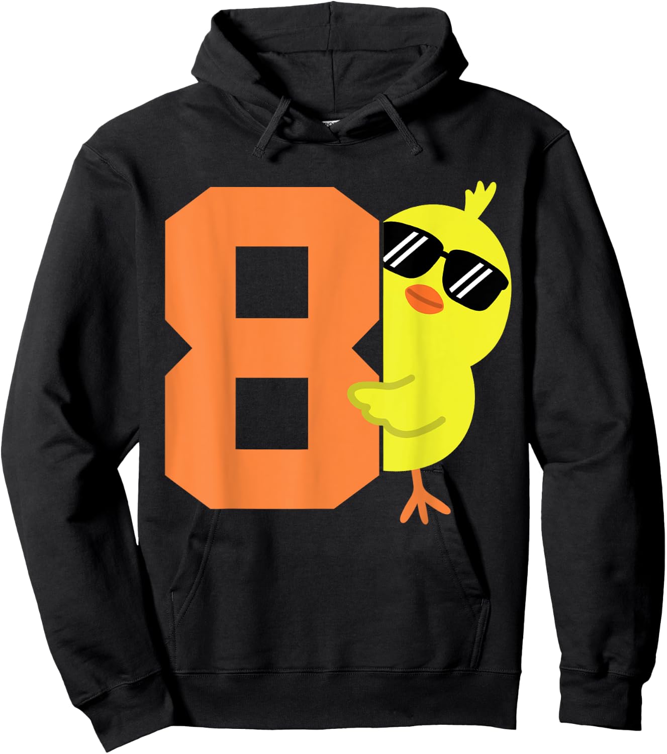 Kids 8th Birthday Chicken Themed Cute 8 Year Old Boys Chick Hoodie - Hoodie | Black