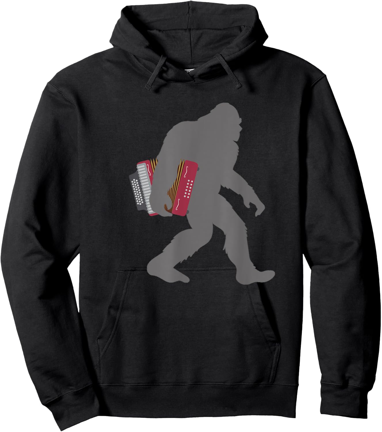 Funny Accordionist Bigfoot musician with Accordion Hoodie - Hoodie | Black