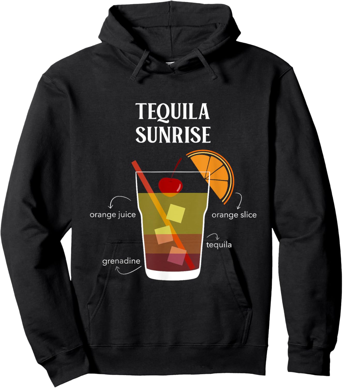 Tequila Sunrise Cocktail Team Tequila Hoodie - Hoodie | Black
