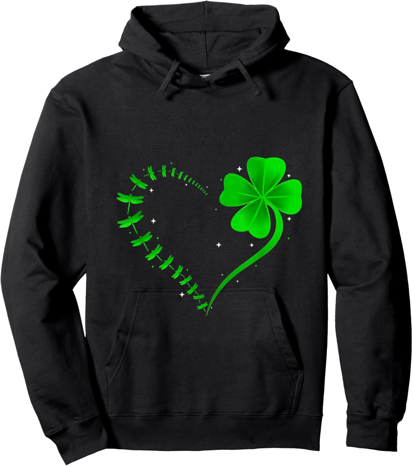 Dragonfly Heart Irish Shamrock Heart Hoodie - Hoodie | Black