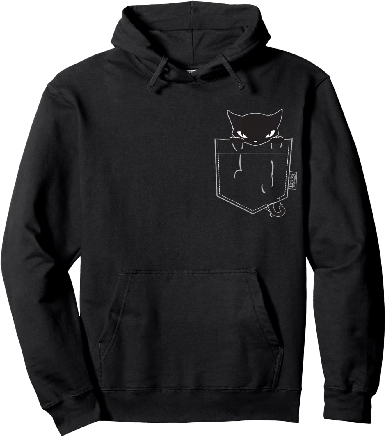 Emily The Strange Women's X-Small Black Pocket Kitty Hoodie - Hoodie | Black