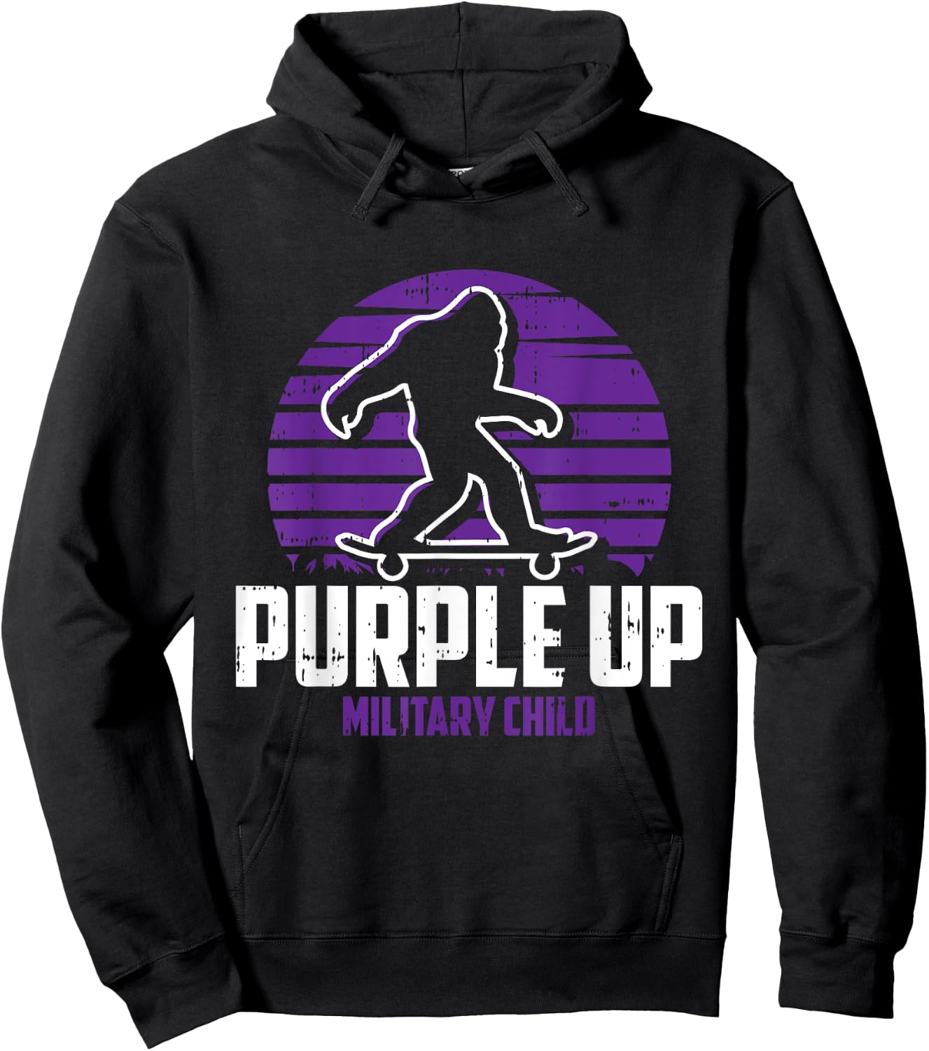 Military Child Boy Girls Toddlers Purple Up Bigfoot Hoodie - Hoodie | Black