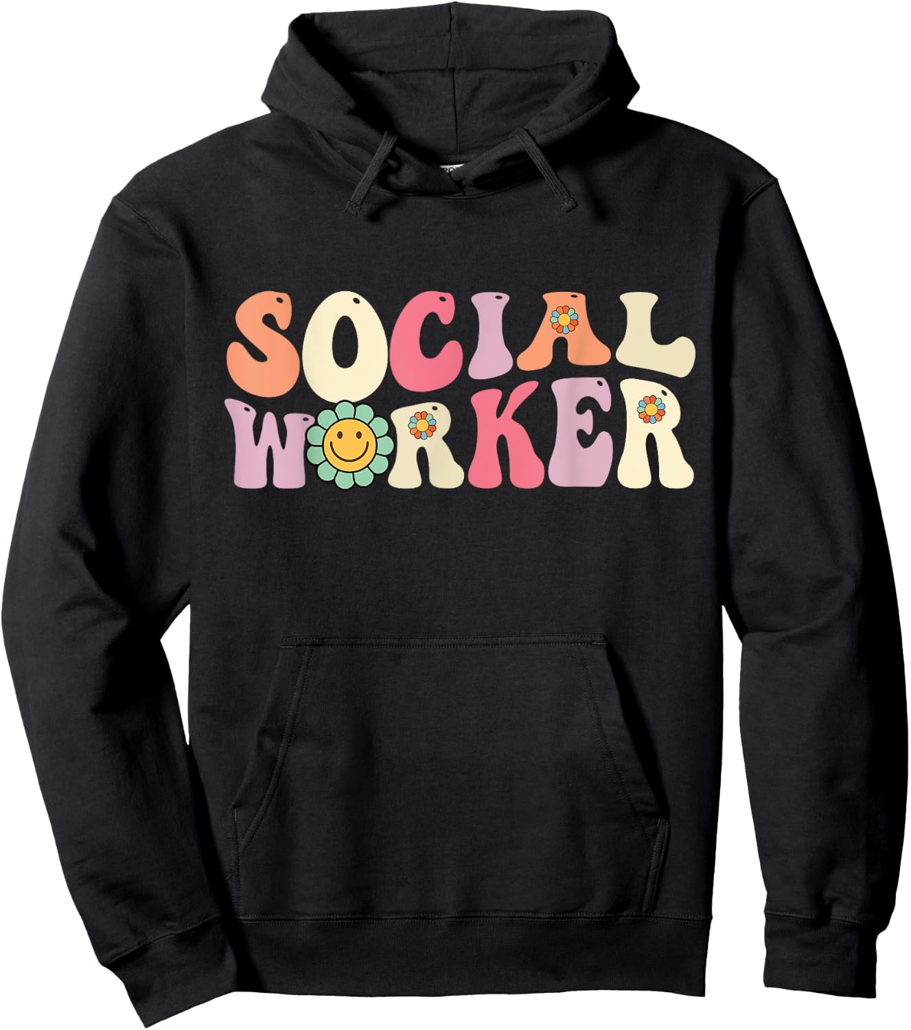 Social Worker Groovy Retro Vintage 60s 70s Design Hoodie - Hoodie | Black