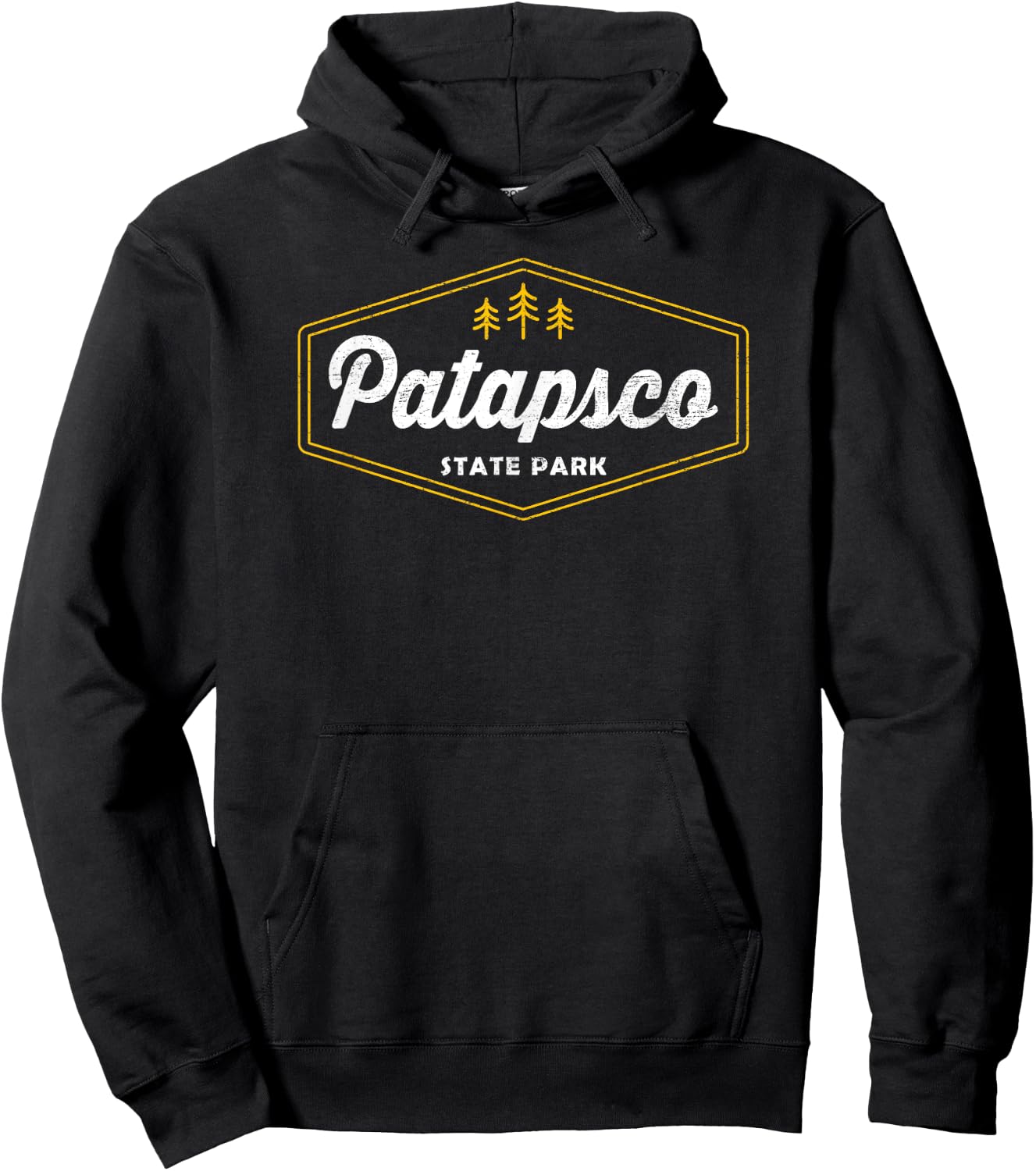 Patapsco State Park Retro Hexagon Badge Camping Hiking Hoodie - Hoodie | Black