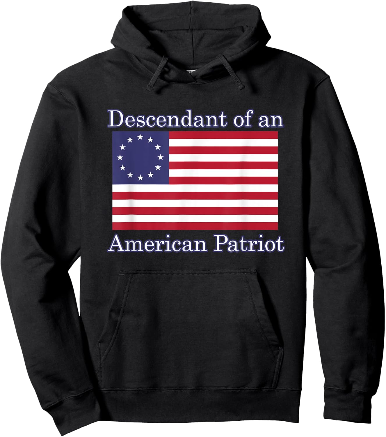 Descendant of an American Patriot - -Adults, Kids - Black - Small - Short Sleeve - Modern - American Vacation Hoodie - Hoodie | Black