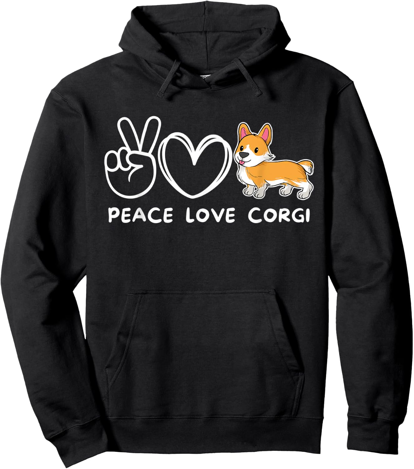 Peace, Love Corgi Retro Corgi Dog Lover Women Kids Hoodie - Hoodie | Black