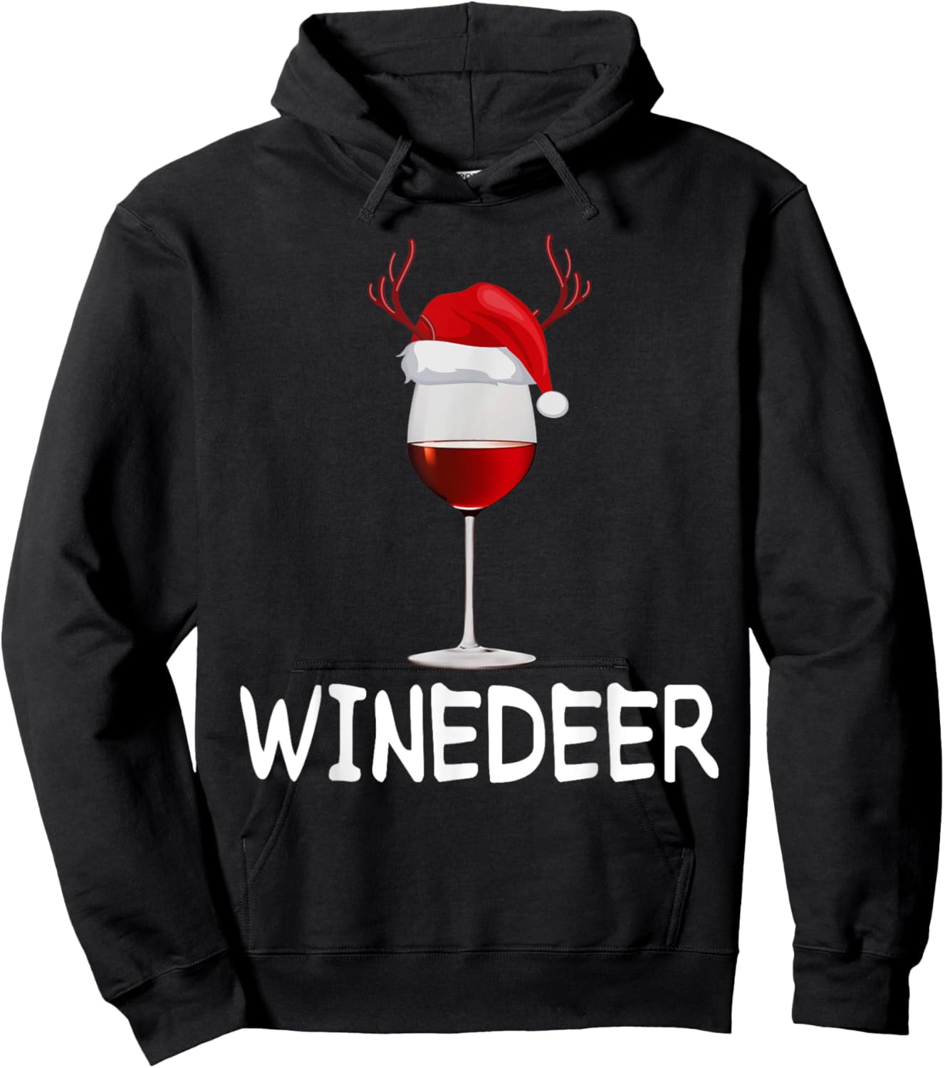 WineDeer ReinBeer Funny Wine Beer Christmas Couples Matching Hoodie - Hoodie | Black