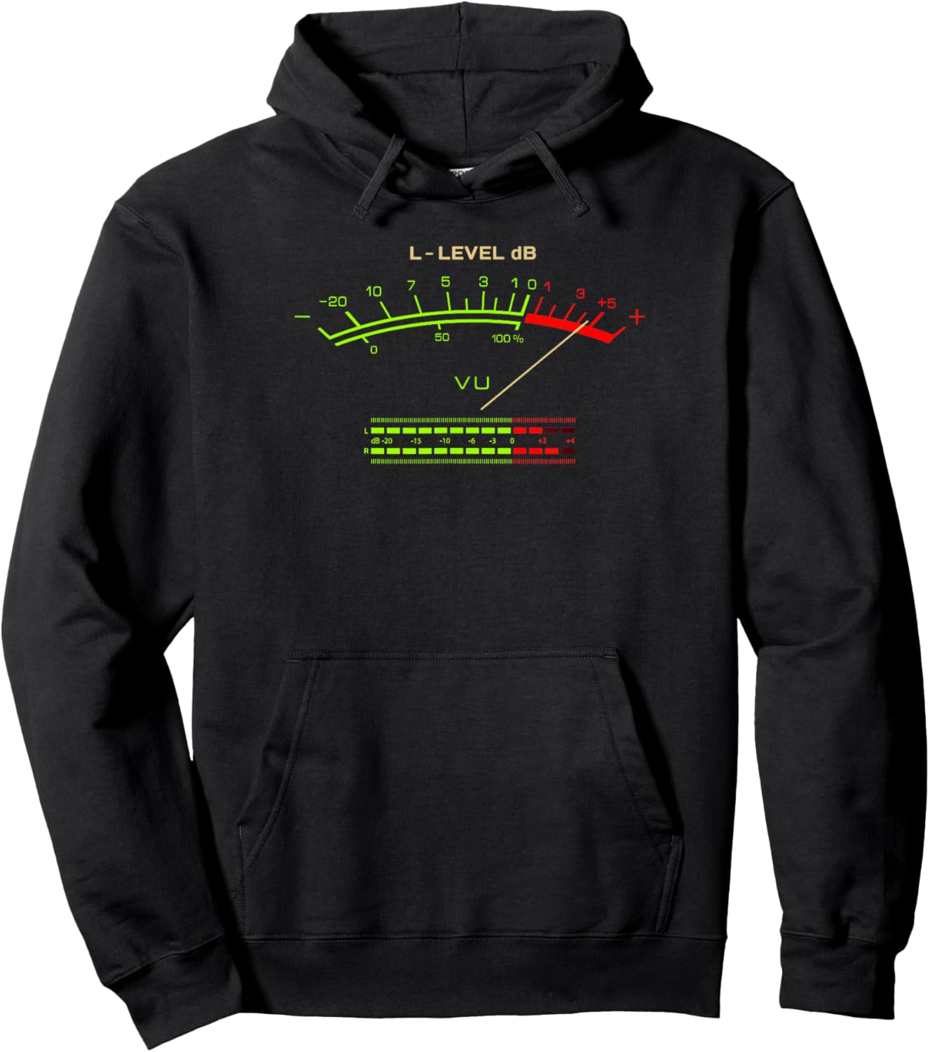 Retro VU Meter Vintage Hi-Fi Audio Stereo Music Sound Hoodie - Hoodie | Black
