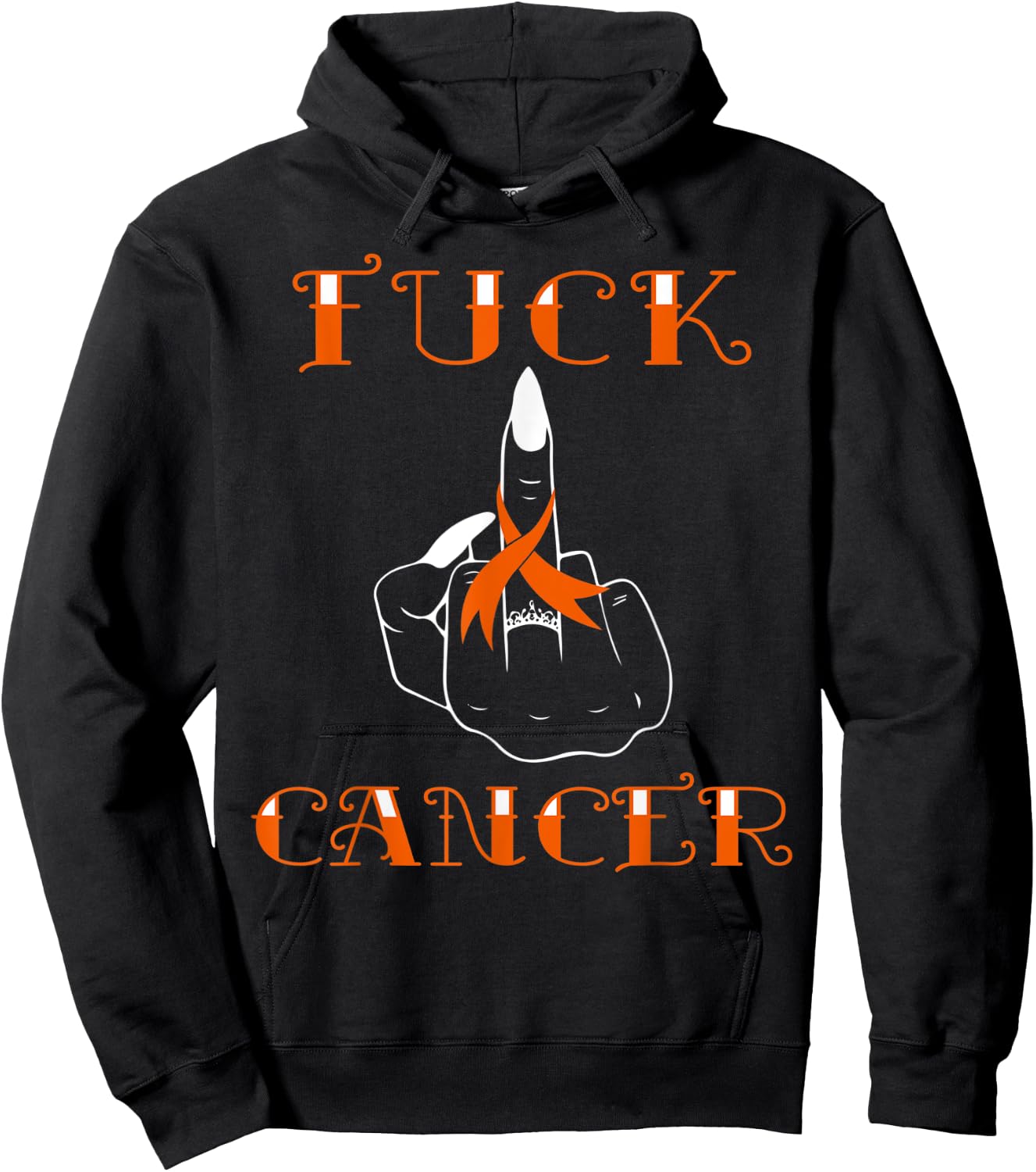 Fuck Cancer Tattoos Survivor Orange Ribbon Leukemia Cancer Hoodie - Hoodie | Black