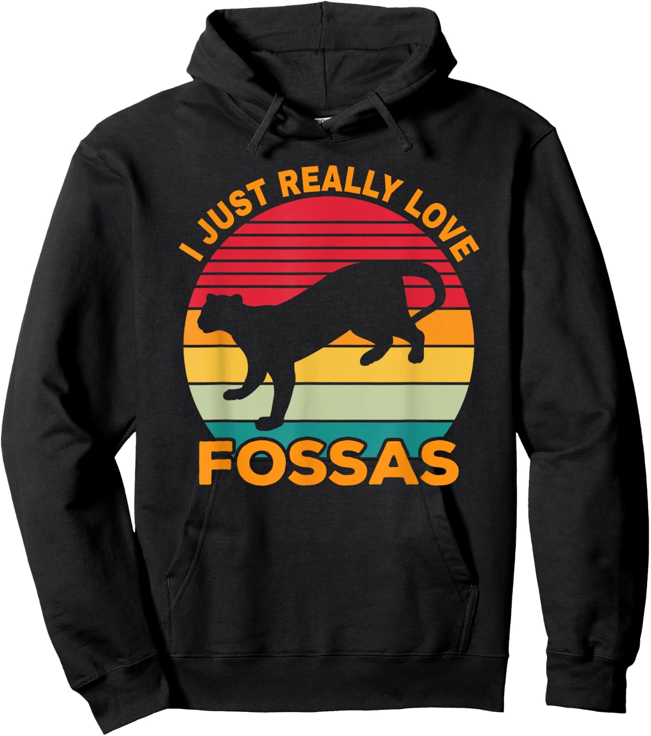 Fossa Retro Vintage | Cute Carnivore Saying | Madagascar Cat Men Women Hoodie - Hoodie | Black
