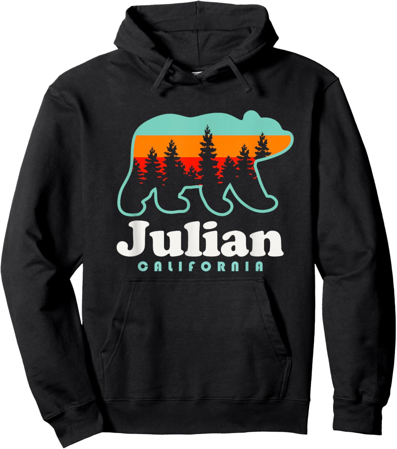 Julian California Mountains Bear Retro Outdoors Hoodie - Hoodie | Black