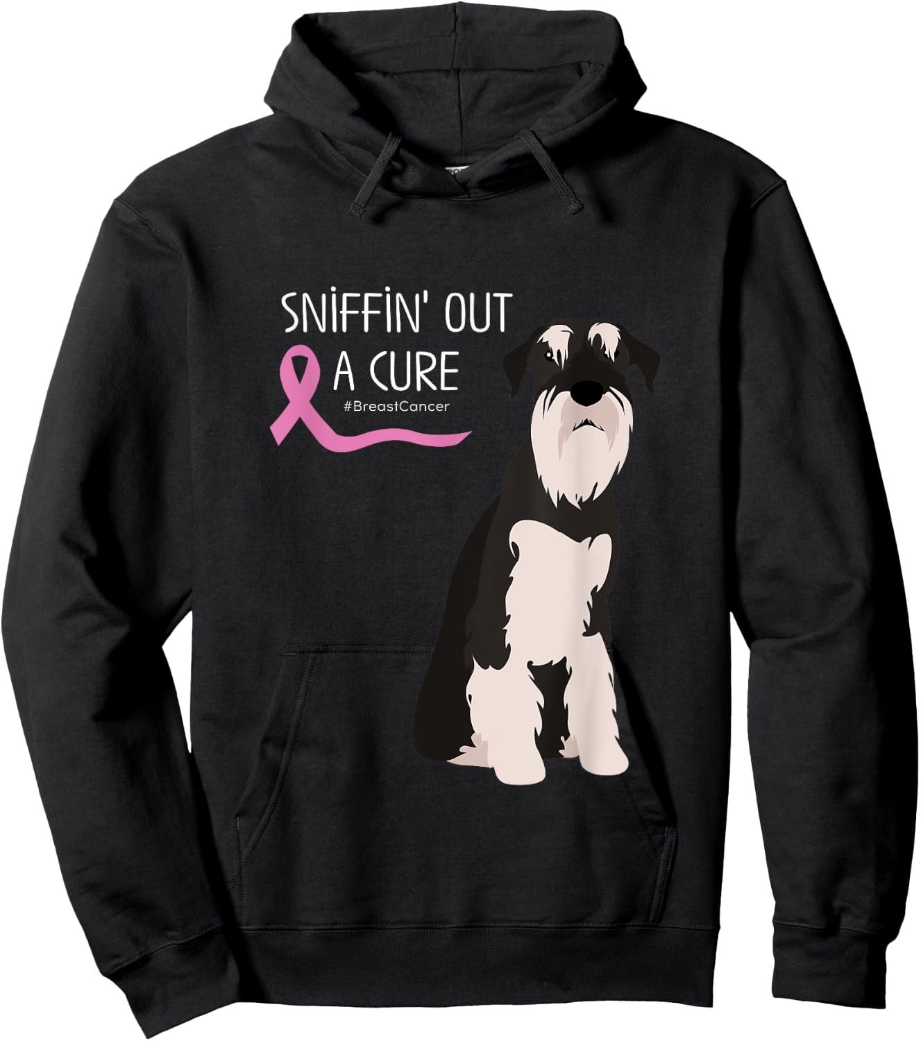 Schnauzer Dog Lover Breast Cancer Awareness Hoodie - Hoodie | Black