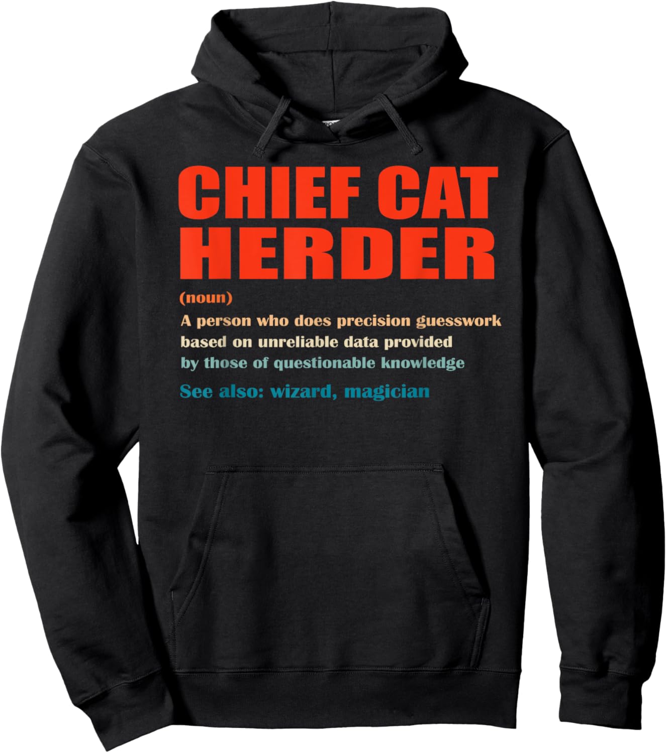 Chief Cat Herder Vintage Definition Wizard Magician Women Hoodie - Hoodie | Black