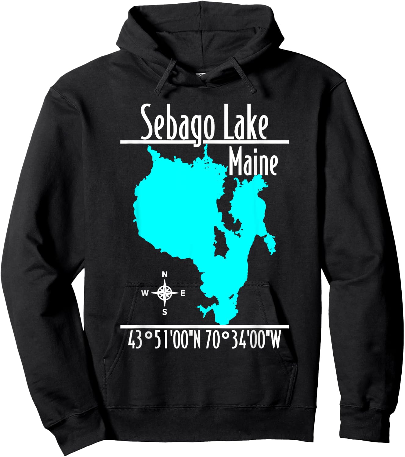 Modern Sebago Lake, Maine Hoodie - Hoodie | Black
