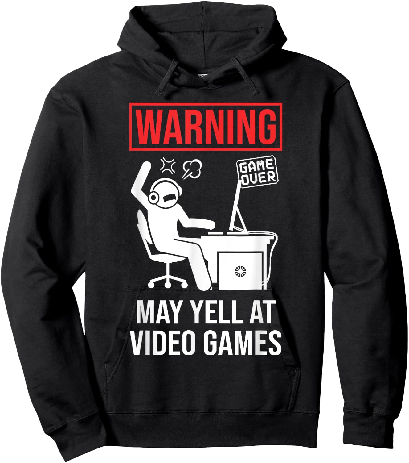 Warning May Yell At Video Games Gamer Funny Gaming Hoodie - Hoodie | Black