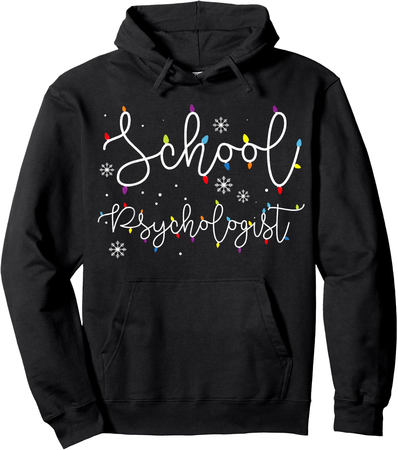 Cute Christmas School Psychologist Squad X-mas Light Festive Hoodie - Hoodie | Black