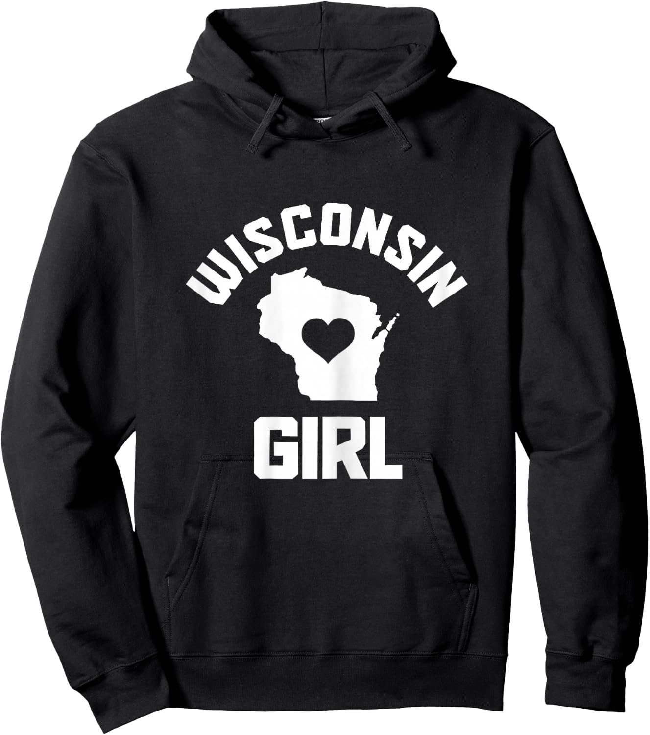 Wisconsin Girl State Map Heart Pride Vintage Hoodie - Hoodie | Black