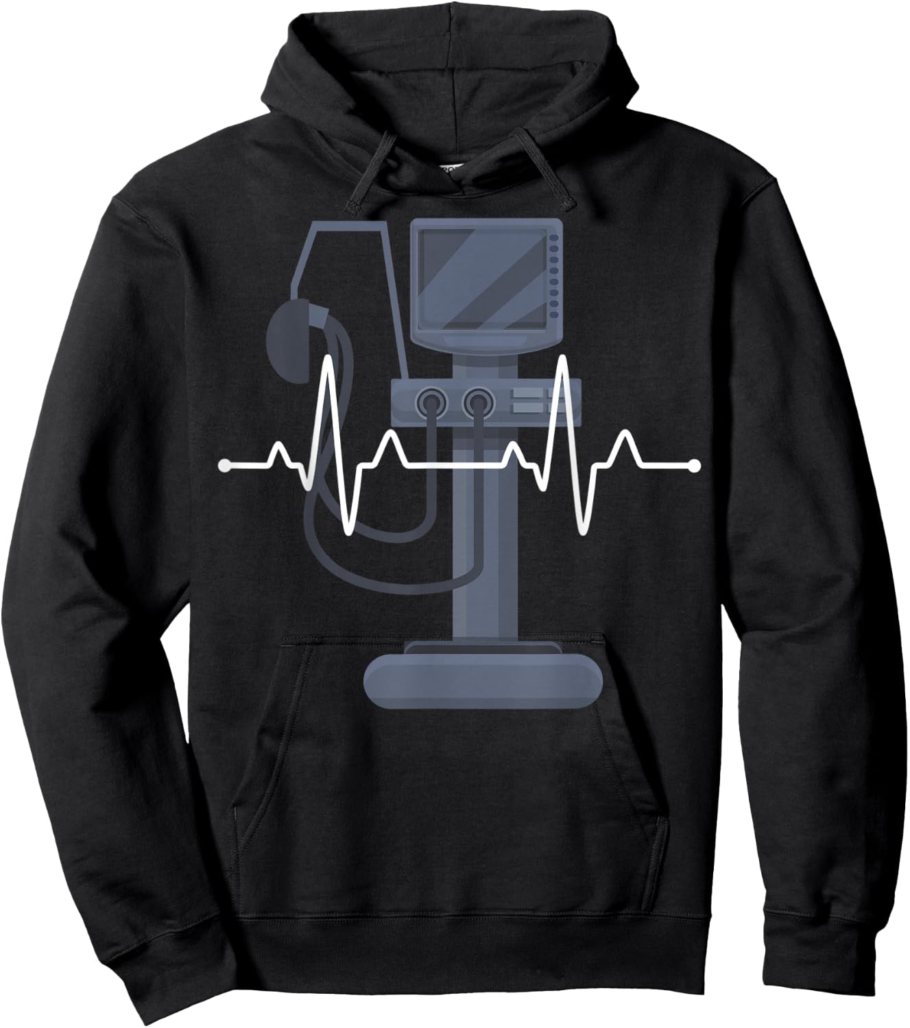 ECG with monitor monitoring IMC intensive care doctor Hoodie - Hoodie | Black