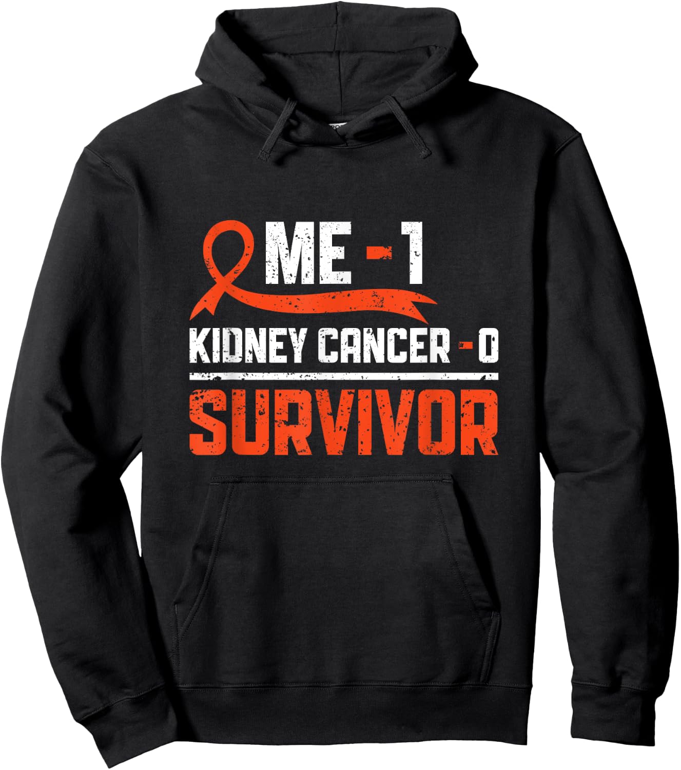 Kidney Cancer Warrior Orange Ribbon Apparel Kidney Cancer Survivor -Adults Black Short Sleeve Size 6 Regular Fit Modern Humor Hoodie - Hoodie | Black