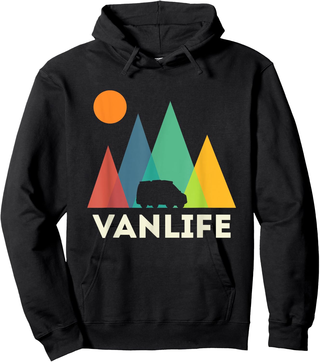 Retro Vintage Van Life Vanlife Camper Camping sunset Hoodie - Hoodie | Black