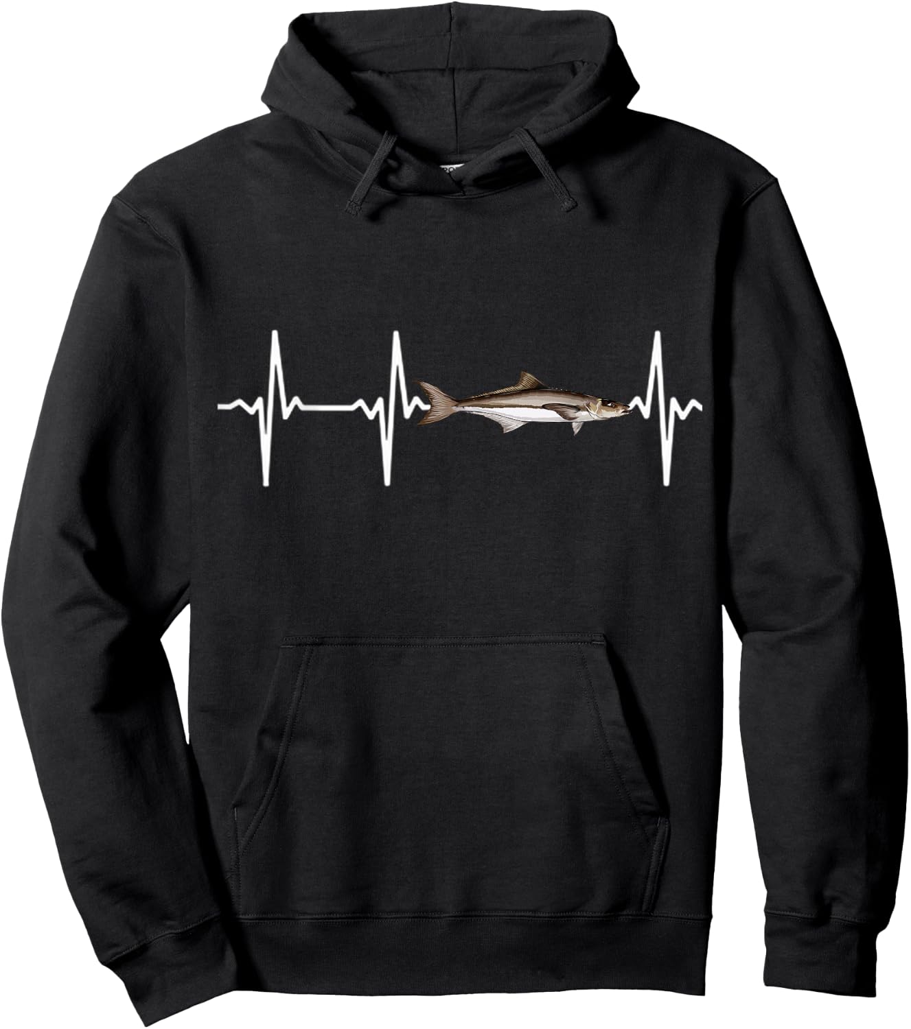Cobia Heartbeat For Saltwater Fish Fishing Lovers Hoodie - Hoodie | Black