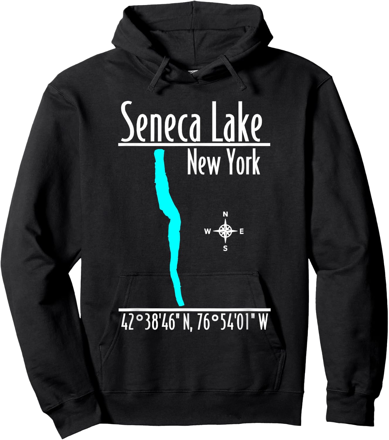 Modern Seneca Lake, New York Hoodie - Hoodie | Black