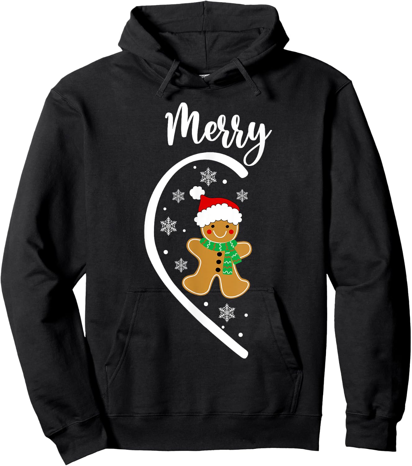 Merry Christmas Gingerbread Couple Christmas Pajama Matching Hoodie - Hoodie | Black