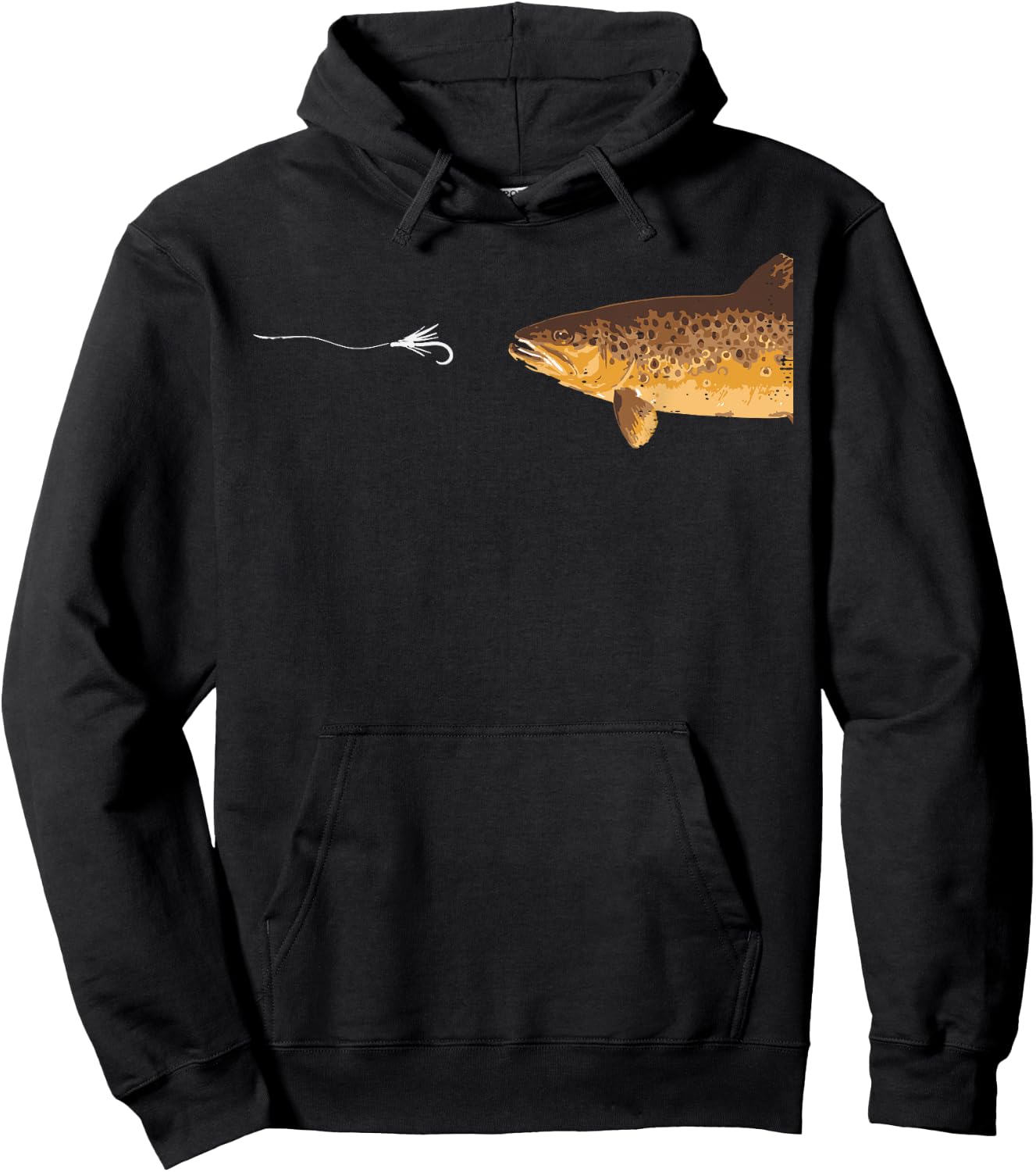 Brown Trout Fishing Hook Fisherman Angler Men Women Kids Hoodie - Hoodie | Black