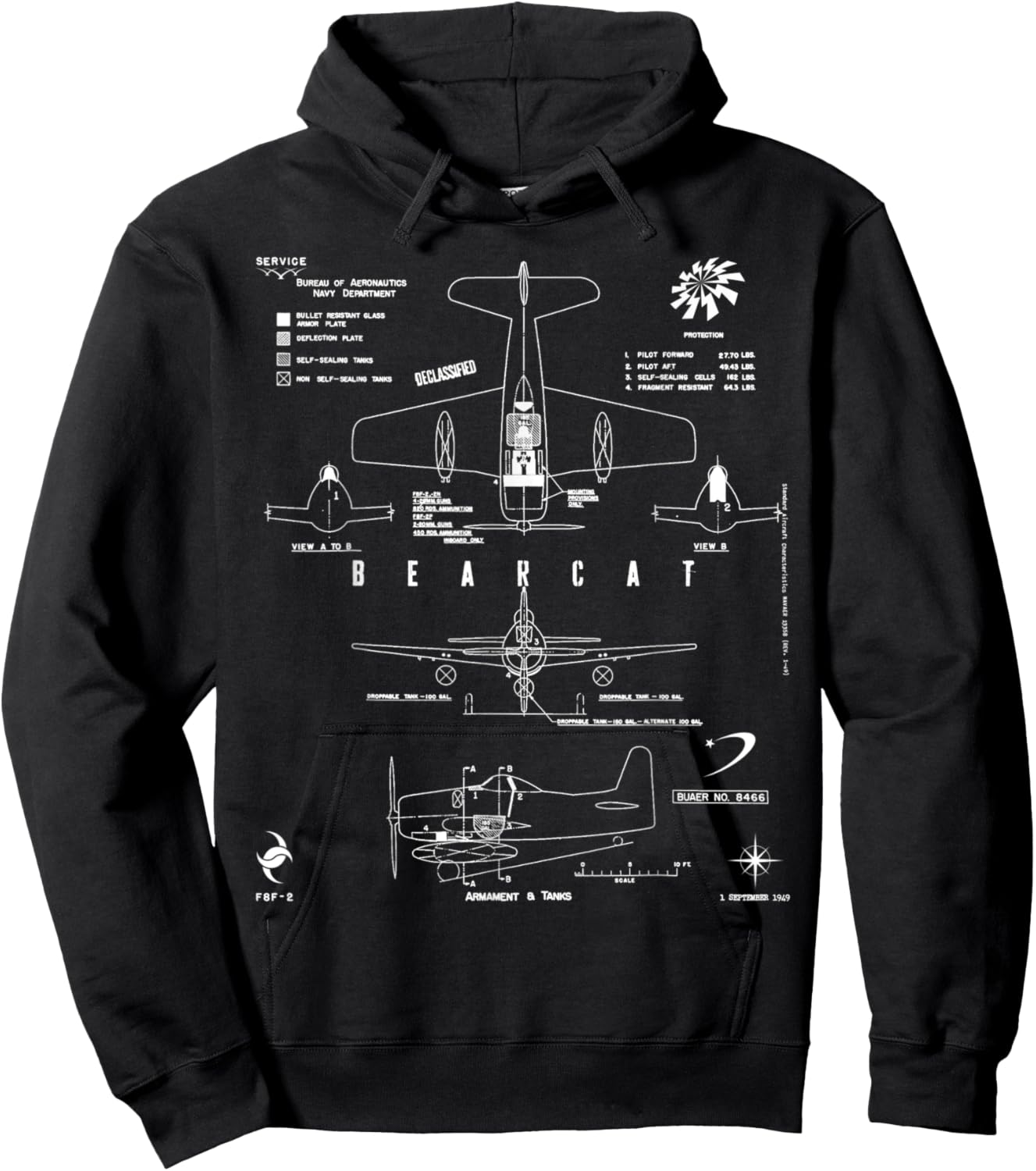 Grumman F8F-2 Bearcat Armament And Tanks Fighter Aircraft Hoodie - Hoodie | Black