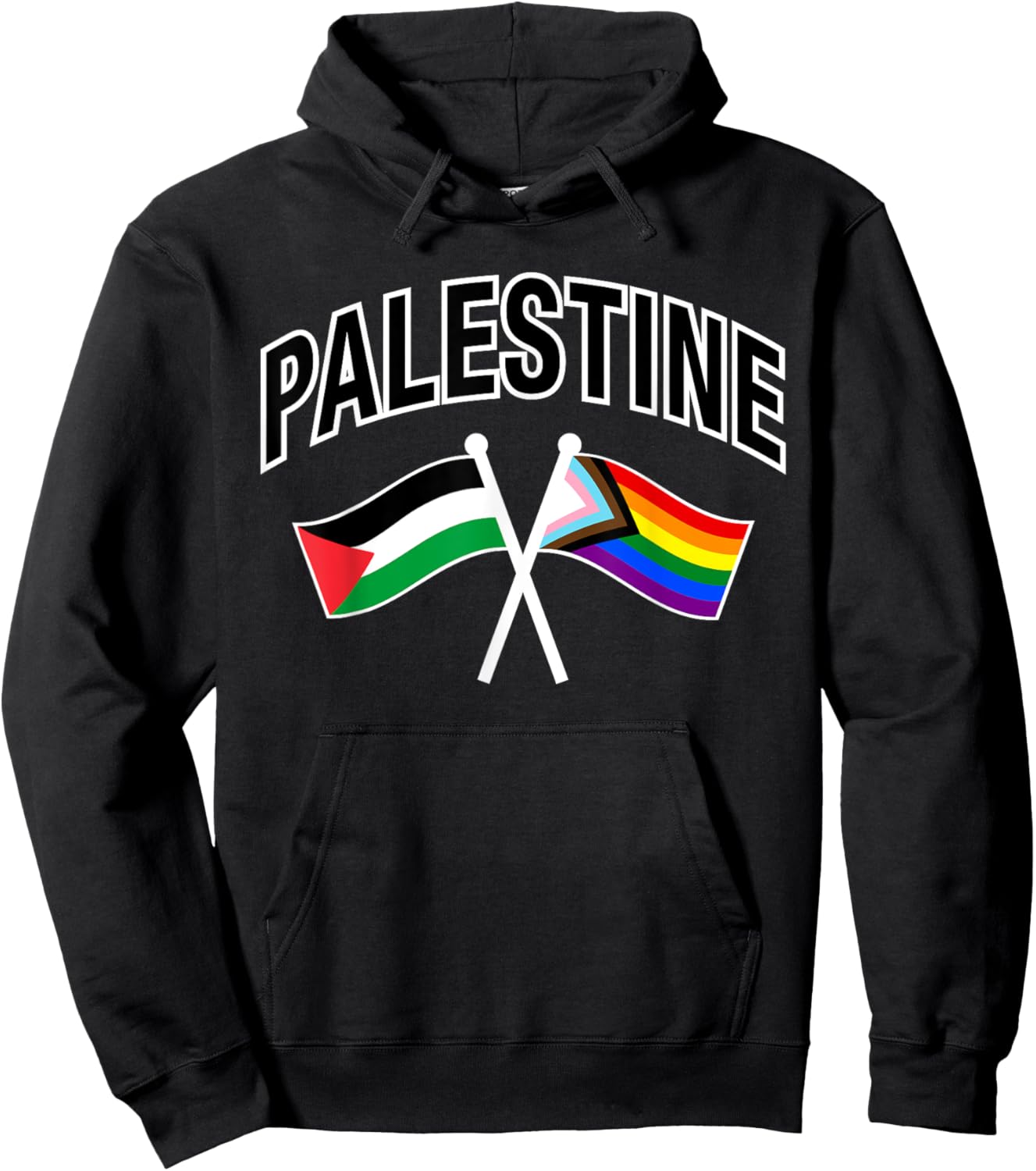 Palestine & Rainbow Pride Flag Proud Palestinian Hoodie - Hoodie | Black