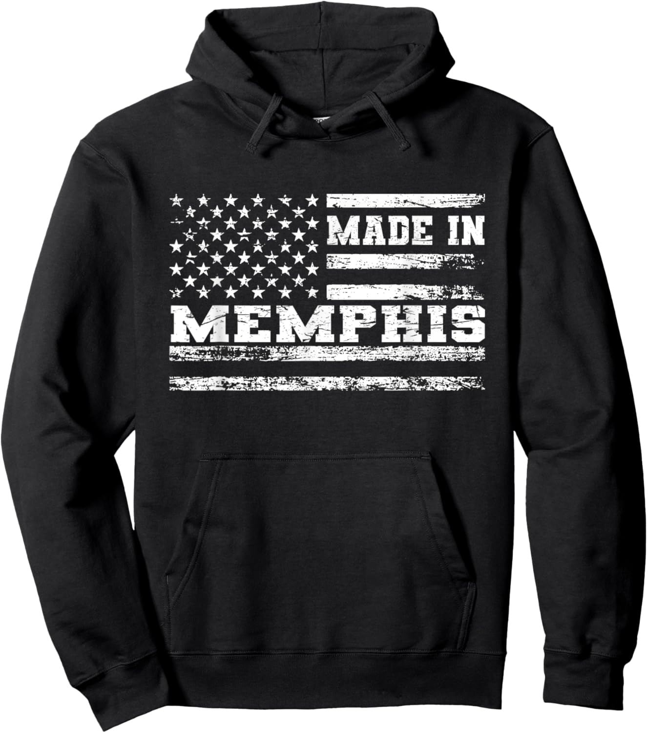 Made In Memphis Vintage US Flag Hoodie - Hoodie | Black