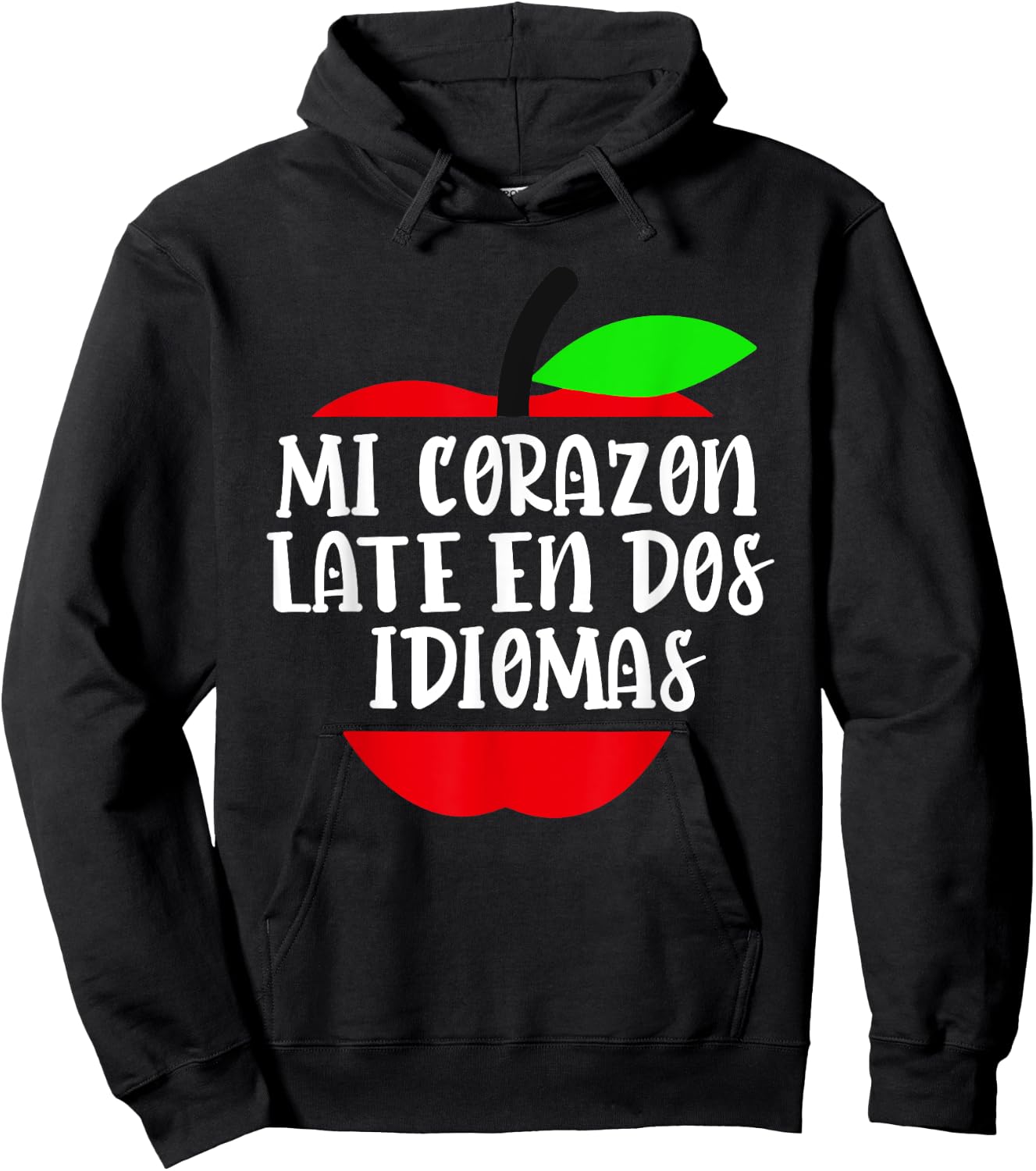 Mi Corazon Late En Dos Idiomas Spanish Teacher Bilingual Kid Hoodie - Hoodie | Black