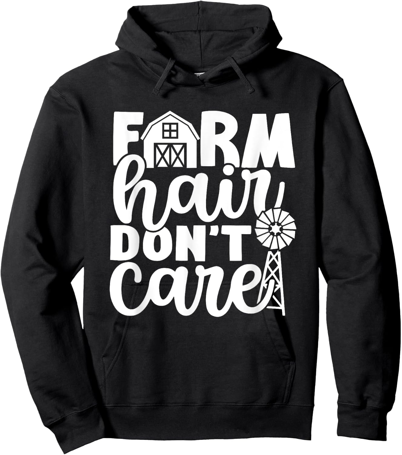 Farm Hair Don't Care Farm Farmer Girl Riding Wife Girlfriend Hoodie - Hoodie | Black