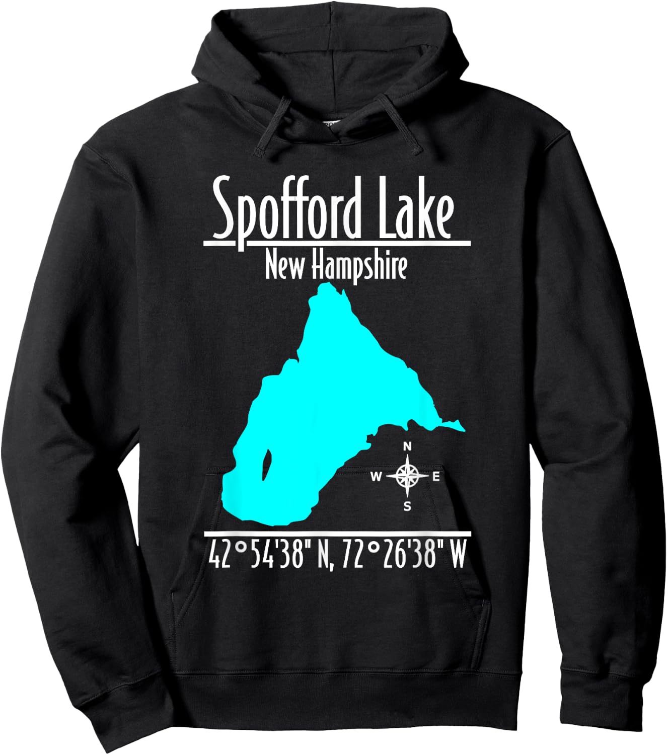 Modern Spofford Lake, New Hampshire Hoodie - Hoodie | Black