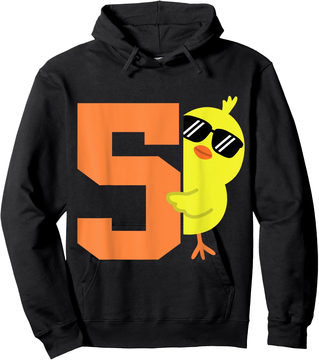 Kids 5th Birthday Chicken Themed Cute 5 Year Old Boys Chick Hoodie - Hoodie | Black