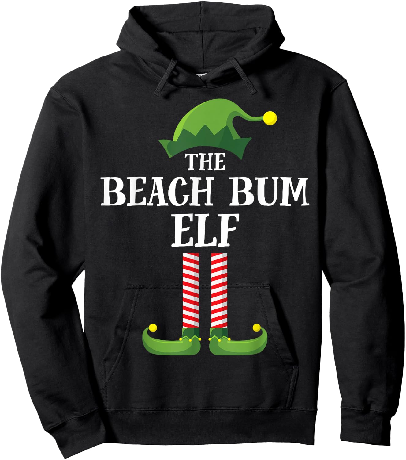 Beach Bum Elf Matching Family Group Christmas Funny Elf Men Women Kids Hoodie - Hoodie | Black