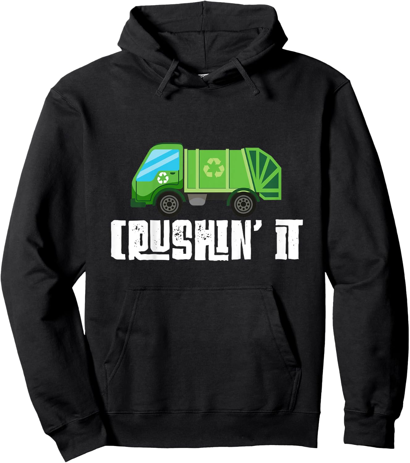 Kids Garbage Truck Crushin' It Kids Toddler Garbage Day Hoodie - Hoodie | Black