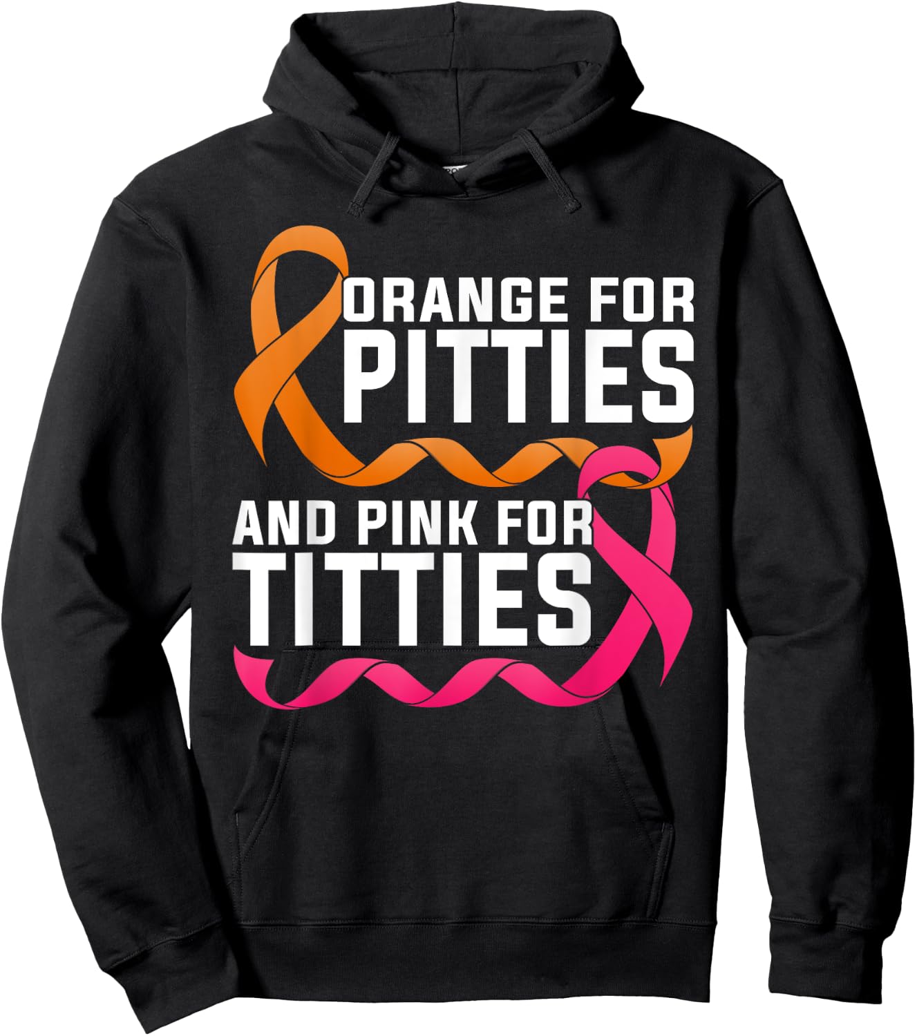 Pitbull And Breast Cancer Awareness Pitties Titties Ribbons Hoodie - Hoodie | Black