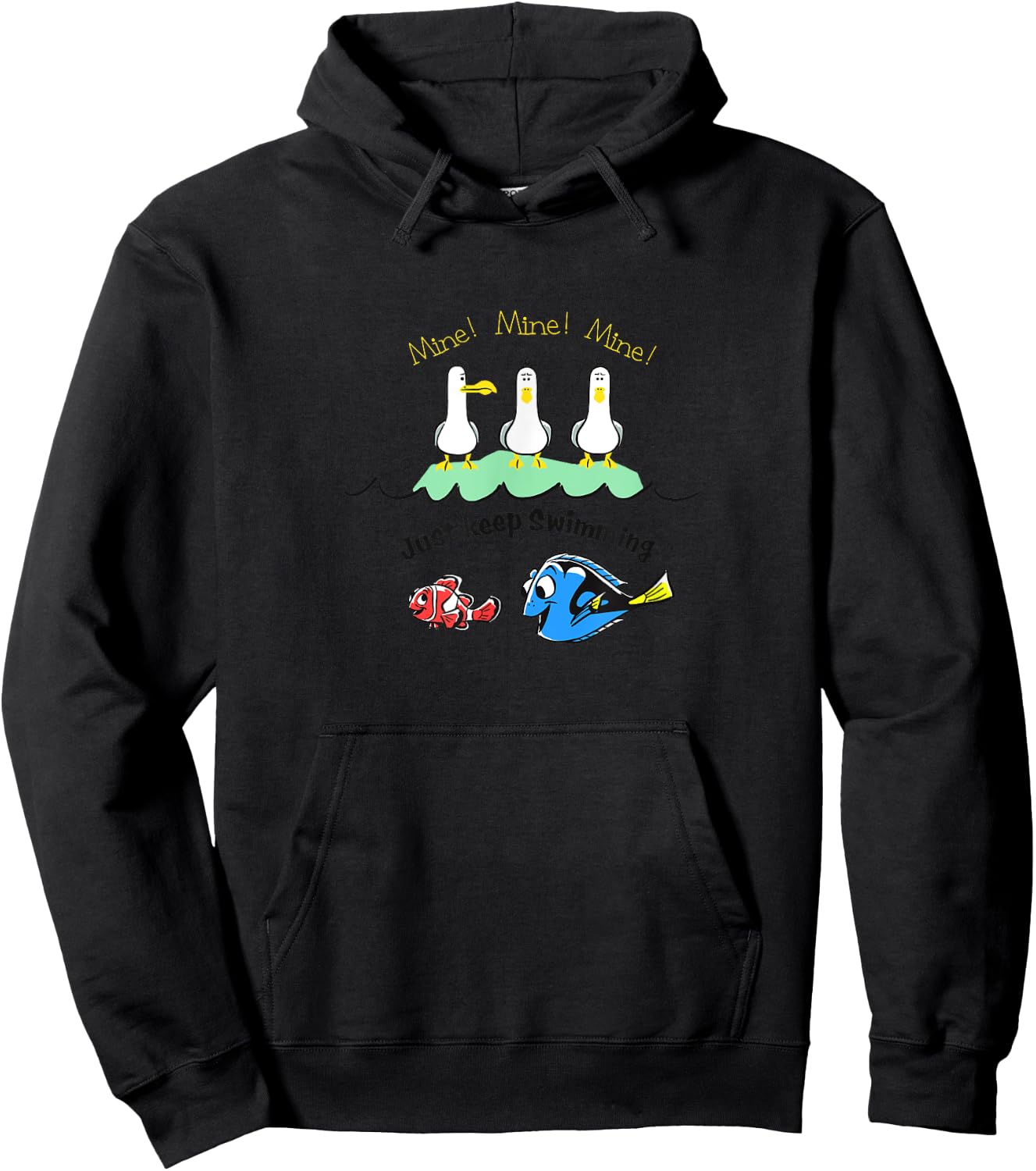 Disney Pixar Finding Nemo Dory Seagulls Just Keep Swimming Hoodie - Hoodie | Black