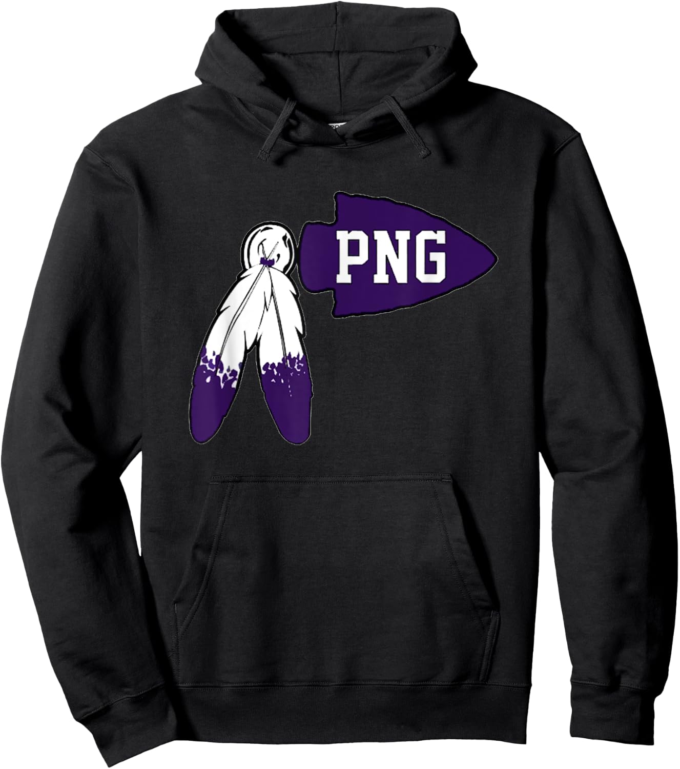 Port Neches-Groves High School PNG Feathers Indians Football Hoodie - Hoodie | Black