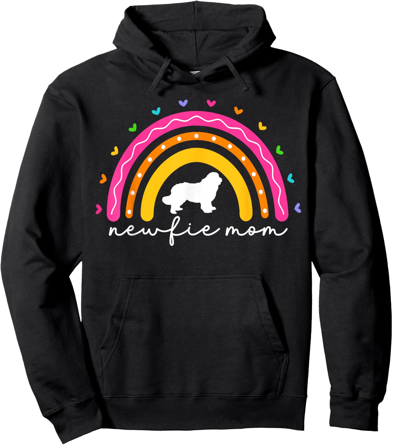 Newfie Mom Newfy Newfoundland Dog Mom Rainbow Newf Hoodie - Hoodie | Black