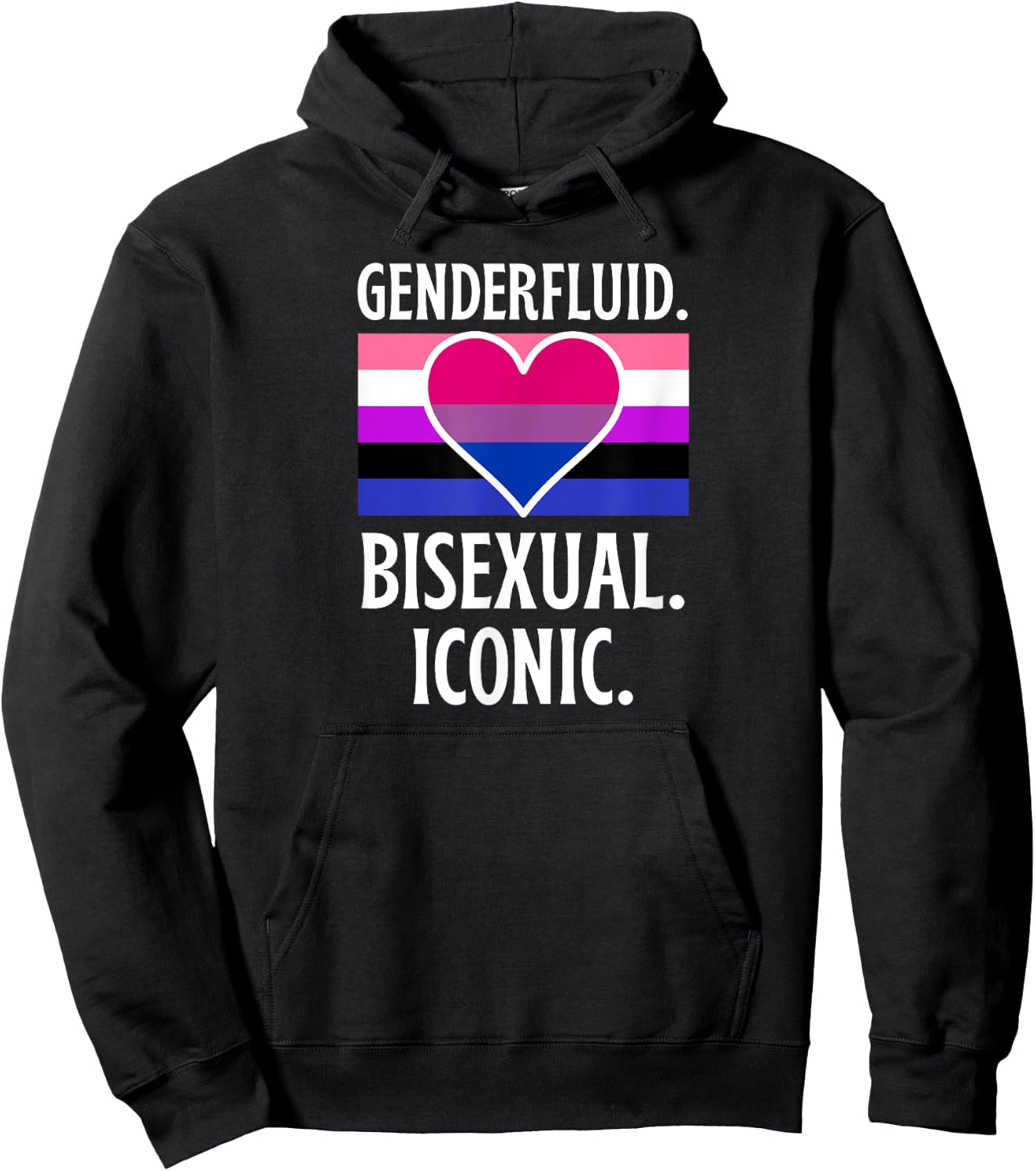 Genderfluid Bisexual Iconic Pride Flag Genderqueer Queer Hoodie - Hoodie | Black