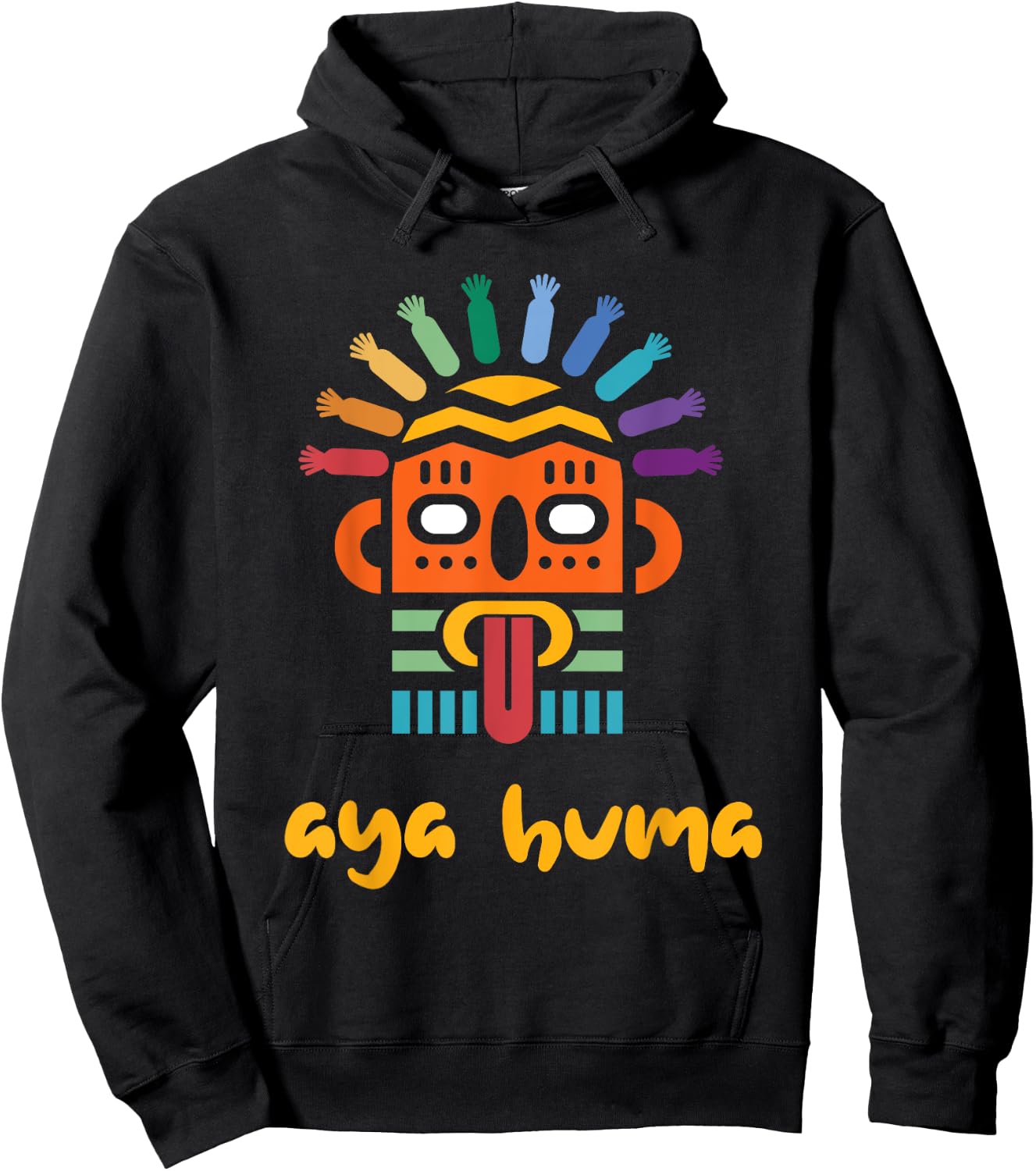 Aya Huma Festival Mask Spirit Head Two Faces Inti Raimy Hoodie - Hoodie | Black